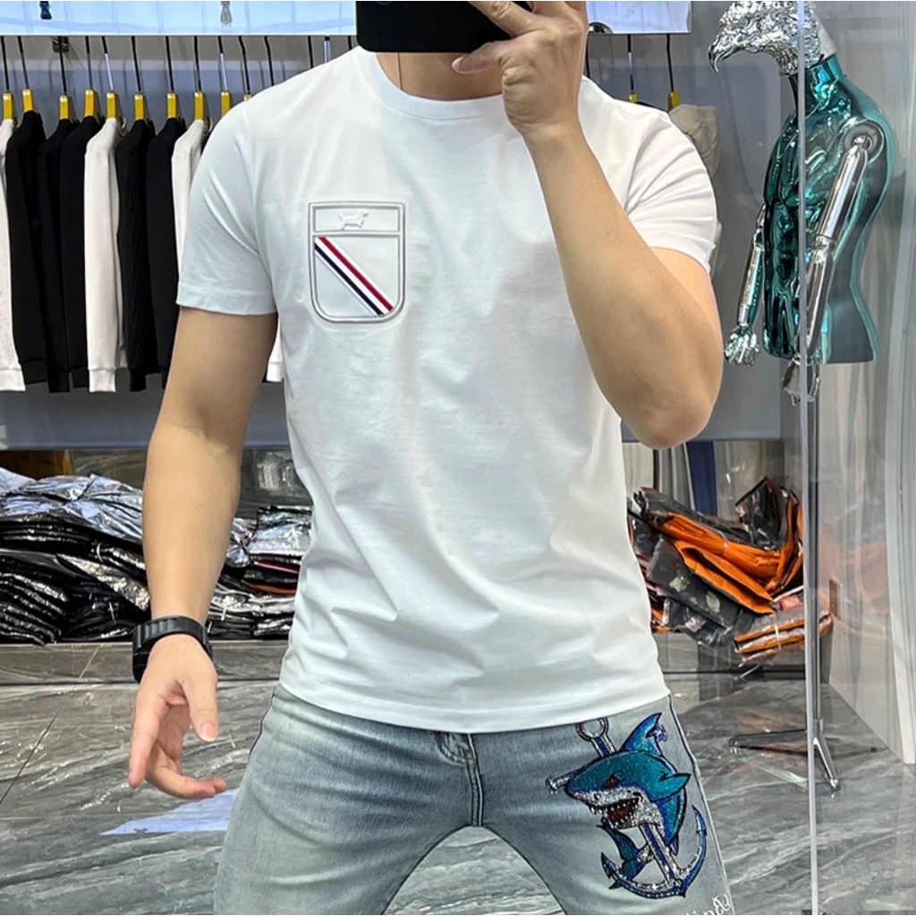 Áo thun nam nữ,áo cặp ngắn tay cổ tròn vải cotton co dãn 4 chiều kiểu đẹp hình in trước ngực TCS