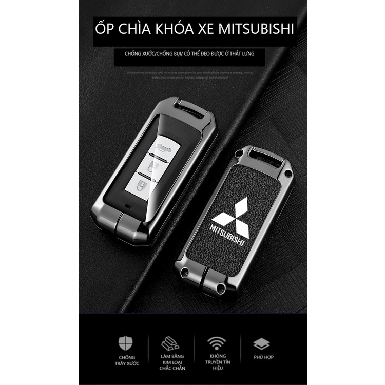 Ốp chìa khóa hợp kim cao cấp Mitsubishi Xpander, Outlander, Attrage, Mirage