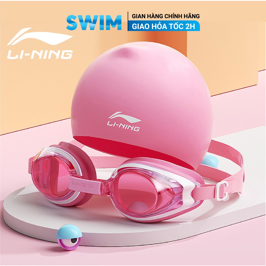 Combo Kính Bơi Trẻ Em LI-NING Kèm Mũ Bơi LINING Ngăn Nước Tuyệt Đối Tặng Kèm Nút Tai Kính Bơi LINING Trẻ Em