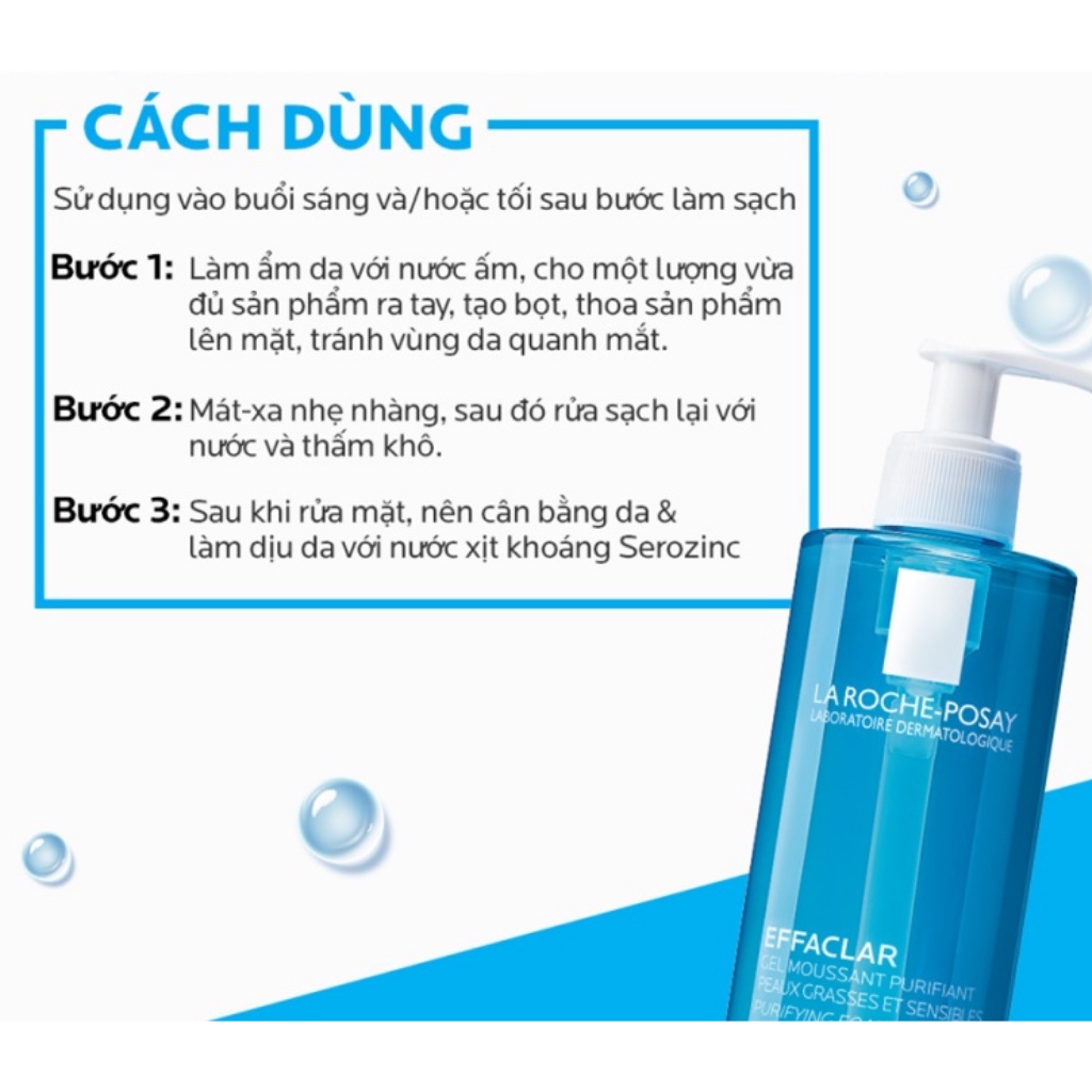 Sữa rửa mặt La Roche Posay Gel Effaclar dành cho da dầu mụn 50ml - 400ml