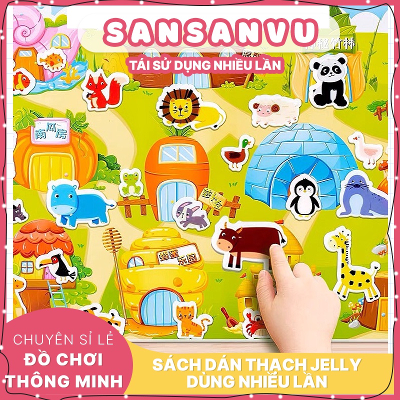Đồ chơi giáo dục sớm -  Bóc dán thạch Jelly Sticker hoạt hình dùng nhiều lần cho bé từ 3-6 tuổi