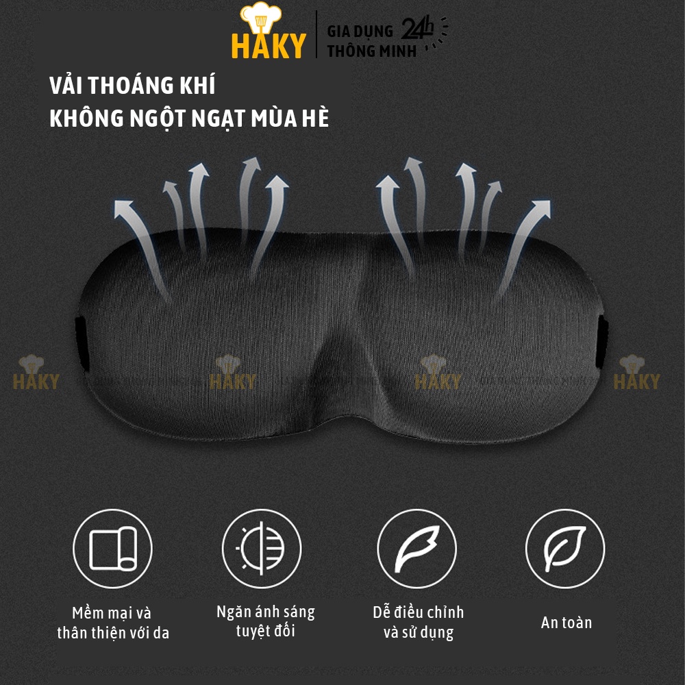 Bịt mắt ngủ 3D thoáng khí, mềm mại, thư giãn mắt, chống chói mắt khi ngủ trưa văn phòng, trên ô tô, du lịch HAKY030