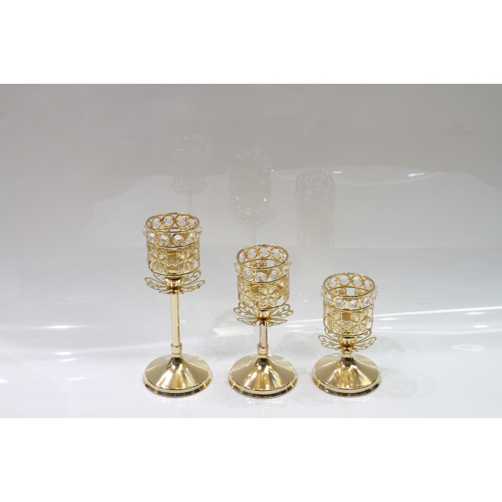 🌸 Bộ 3 Chân Nến Hoa Đính Đá - CN182 🌸