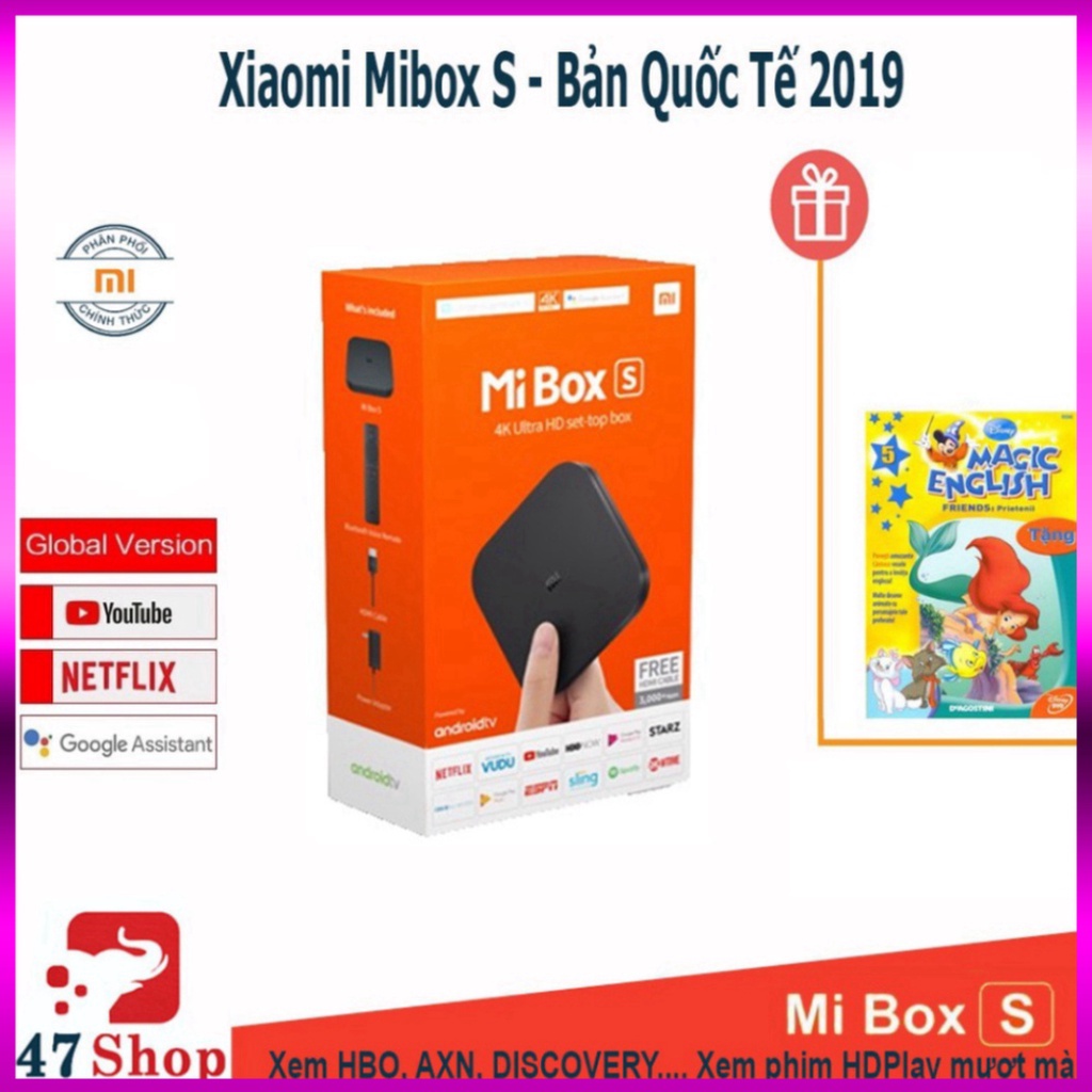 Android Tivi Box Xiaomi Mibox S 4K 2019 Bản Quốc Tế Tiếng Việt tìm kiếm giọng nói - phân phối chính hãng - Siêu sale giá