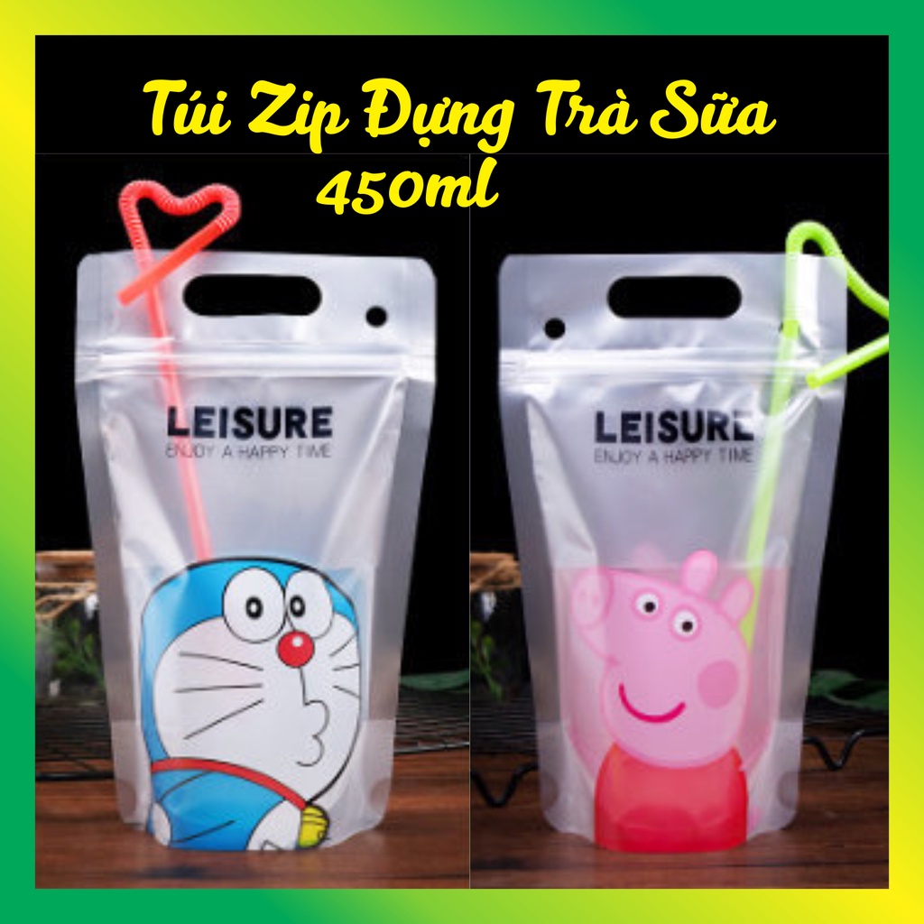 100 Túi zip trà sữa - trà chanh - túi zip có quai xách