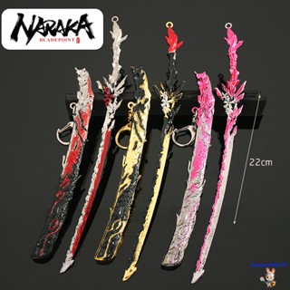 Mô hình Naraka Bladepoint Hồng Hoa Tinh - Lạc Anh - Nhã Cúc kiếm Katana kim loại 22cm