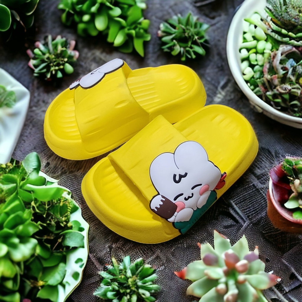 Dép bánh mì cho bé gái hình thỏ ăn kem một bên cute chất cao su mềm siêu ềm chân