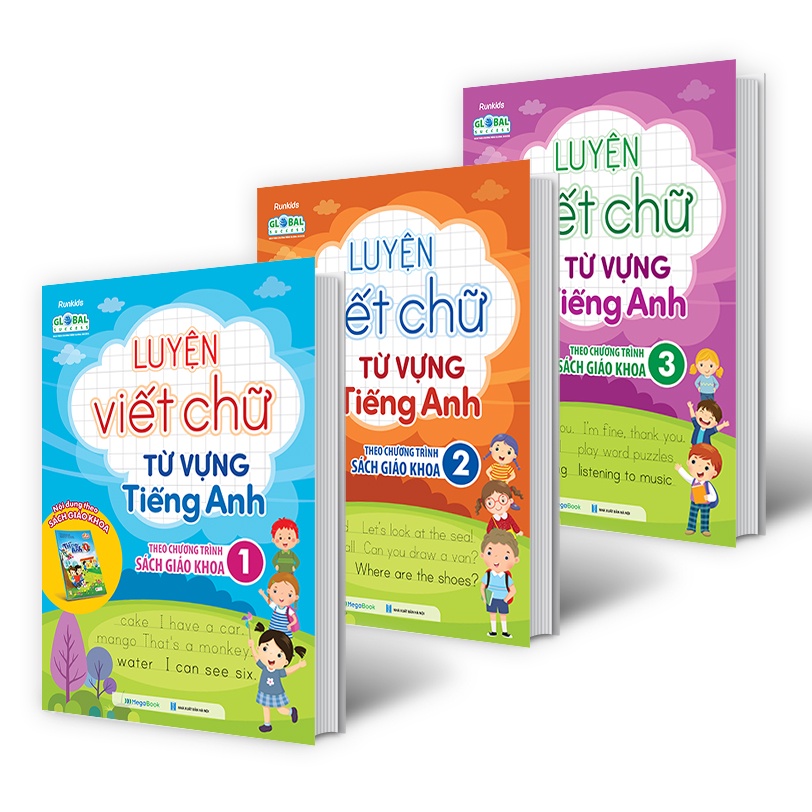 Sách Combo Luyện viết chữ từ vựng Tiếng Anh theo chương trình sách giáo khoa Lớp 1,2,3