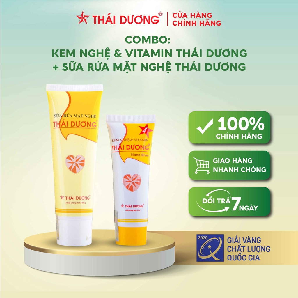 Bộ sản phẩm Kem nghệ Thái Dương 20g và Sữa rửa mặt nghệ Thái Dương 90g - Sao Thái Dương