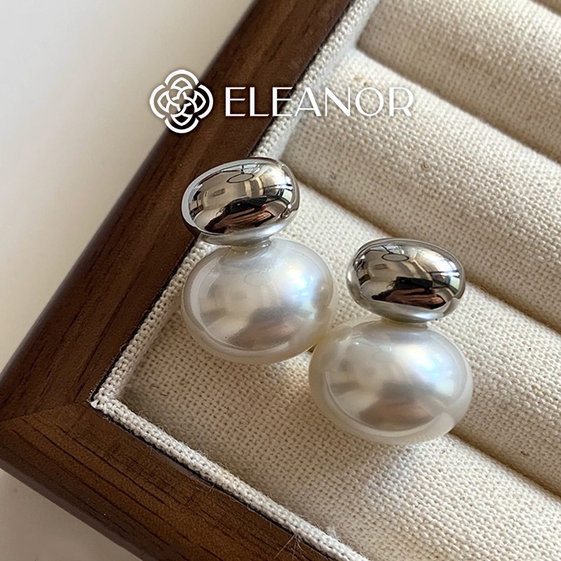 Bông tai nữ chuôi bạc 925 Eleanor Accessories thiết kế dáng hồ lô ngọc trai nhân tạo phụ kiện trang sức 5399