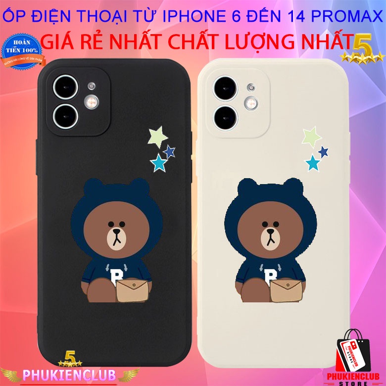 Ốp lưng iphone 6/ 7/ 8 Plus/ SE2/ X/ XR/ XSMAX/ 11/ 12/ 13/14 PRO/ PROMAX trong suốt in hình gấu nâu