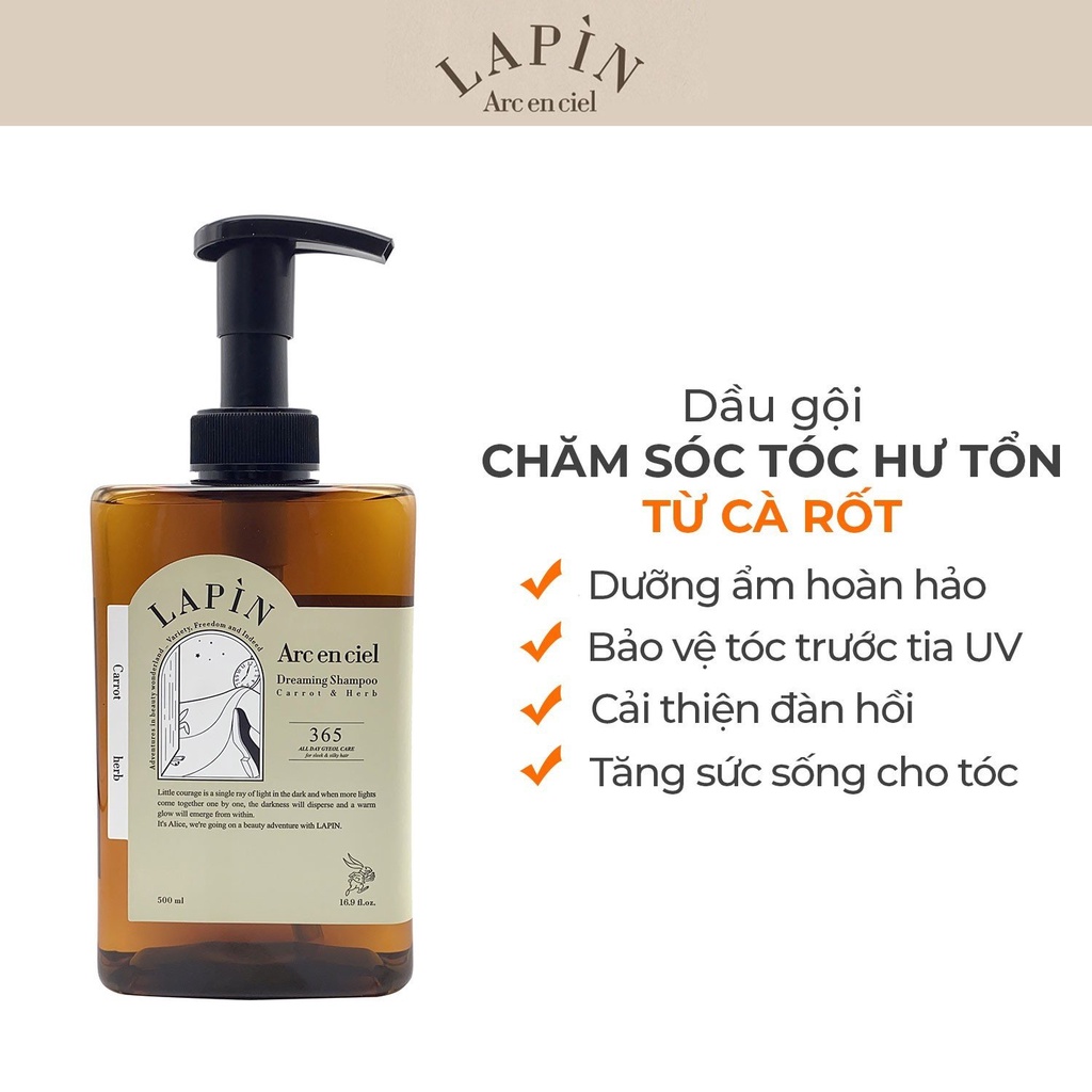 Dầu Gội Phục Hồi Hư Tổn Chiết Xuất Cà Rốt LAPIN Arc en ciel Dreaming Shampoo 500ml