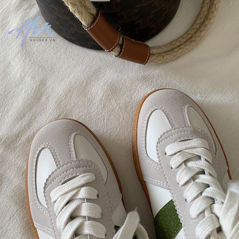 Giày Thể Thao Đế Bằng Màu Trắng Dễ Phối Đồ Thời Trang Phong Cách Hàn Quốc Cho Nữ
