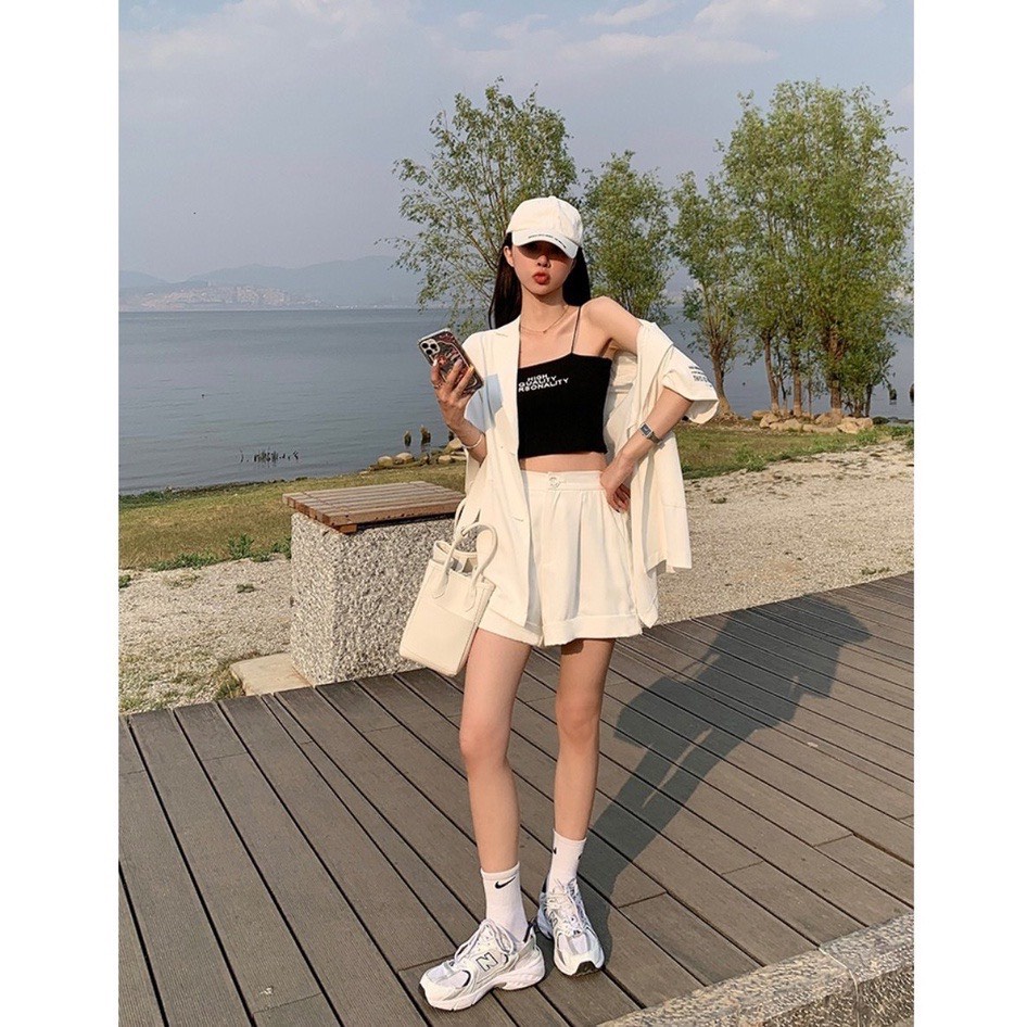 Quần short đùi nữ gập gấu chất tuyết mưa mặc phong cách cho mùa hè | BigBuy360 - bigbuy360.vn