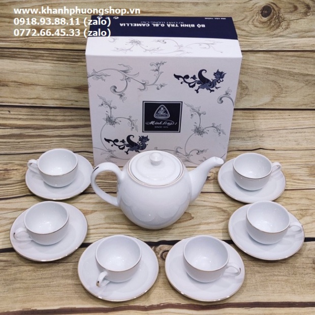 bộ bình tách trà gốm sứ Minh Long viền vàng - bộ bình tách trà gốm sứ minh long bán buôn bán sỉ
