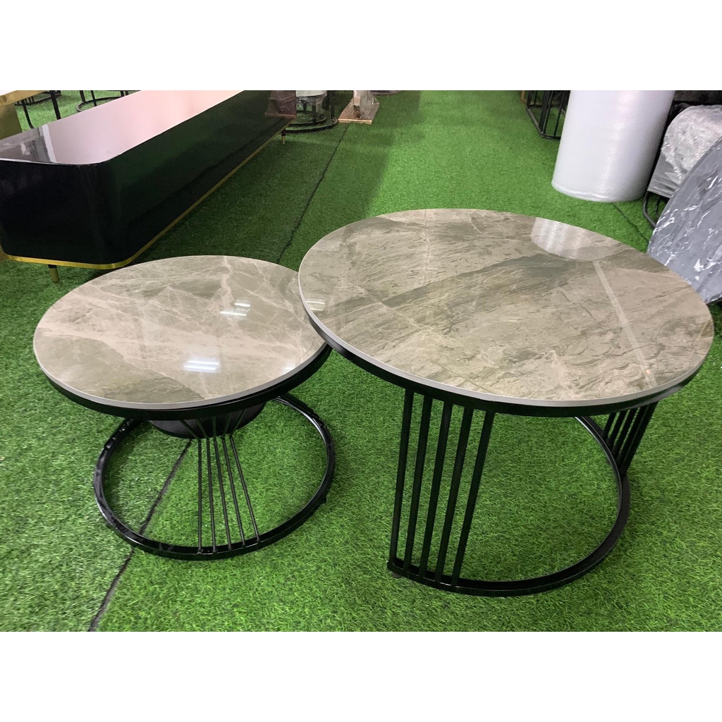 Đơn tỉnh ib shop - Bàn trà sofa phòng khách mặt đá tròn 6 nan sang trọng, hiện đại (bàn nhỏ có ngăn) | BigBuy360 - bigbuy360.vn