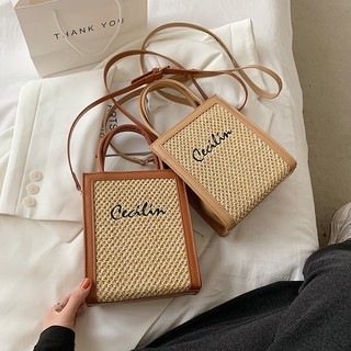 Túi Poly phối da thêu chữ Cecilin (New Arrial)