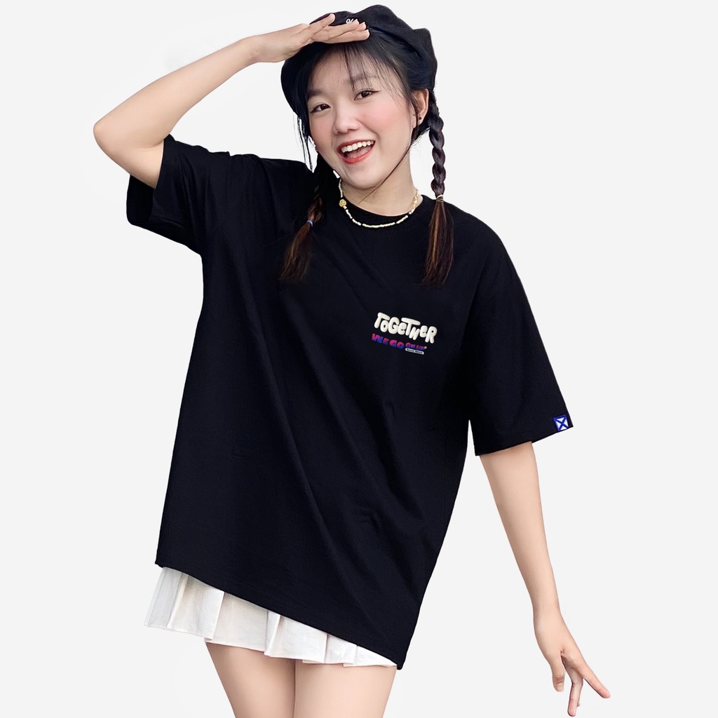 Áo Phông unisex ONTHEWAYUP Local Brand in 3D Nổi TOGETHER  100% Premium Cotton / Màu Đen