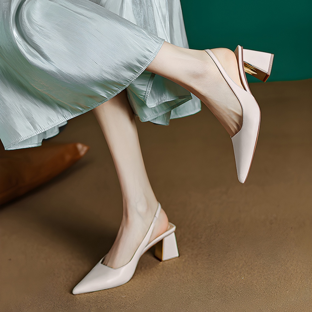 Giày cao gót mũi nhọn basic, giày cao gót slingback thanh trang nhã cao 7cm_AA0375