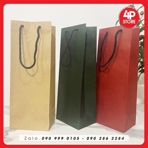 01 TÚI KRAFT 11x35x11CM - QUAI VẢI - TÚI ĐỨNG, DÀI