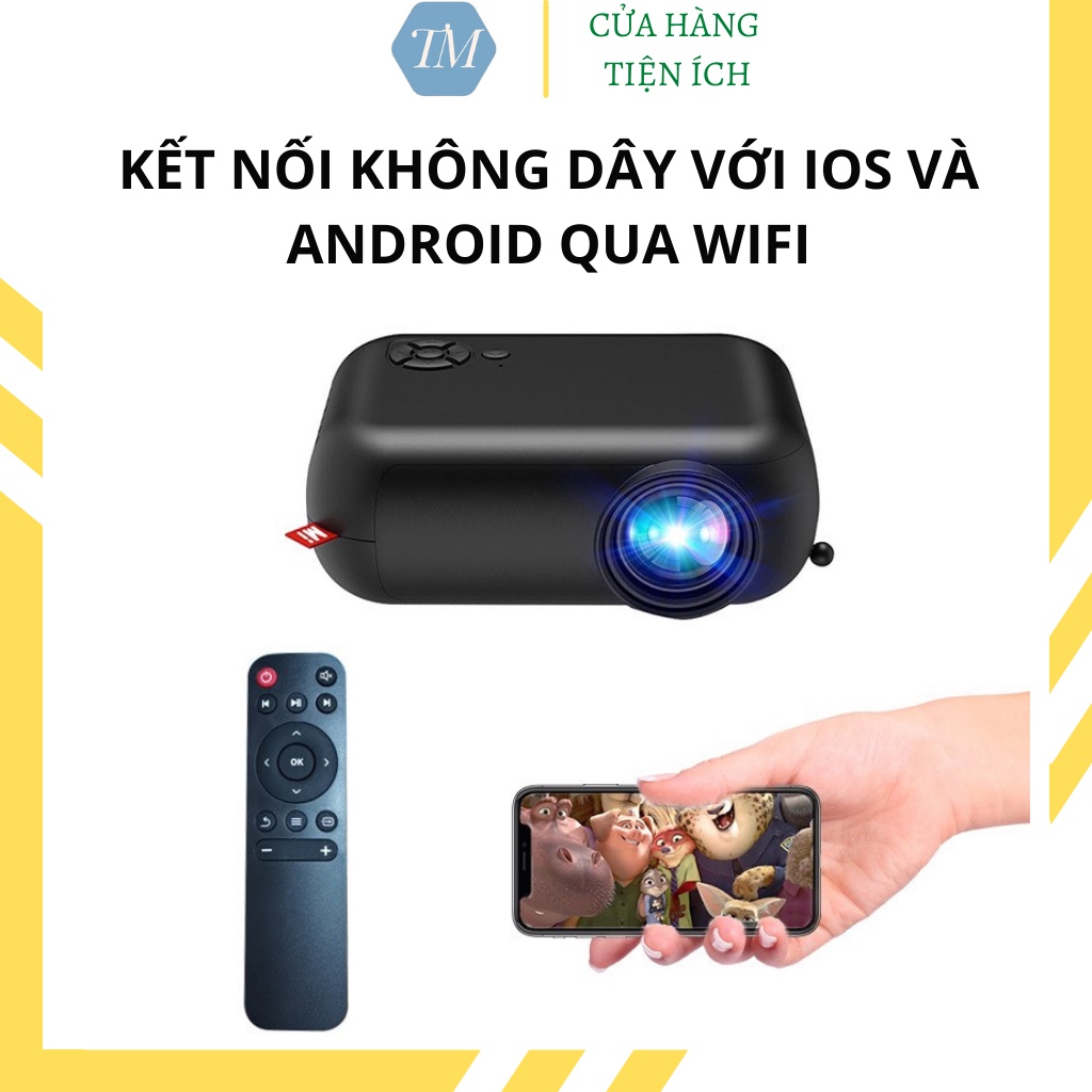 Máy chiếu mini  A10, máy chiếu FullHD kết nối không dây qua Wifi - Tặng màn hinh chiếu 100 inch - SET2176
