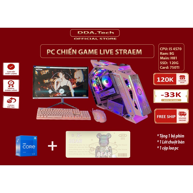 Case máy tính đồng bộ để bàn PC- Với thiết kế hồng nhẹ độc đáo cấu hình chơi game tốt- Bảo Hành 12 Tháng.