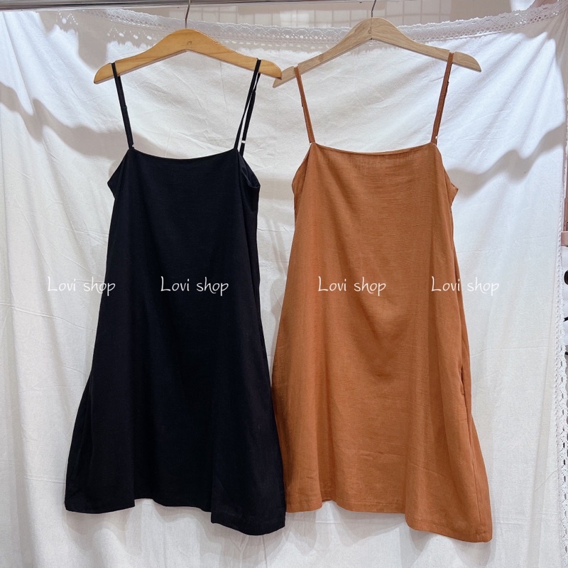 LENIN DRESS 🤎 Đầm Hai Dây Chất Lenin Basic Dress mùa hè xinh yêu