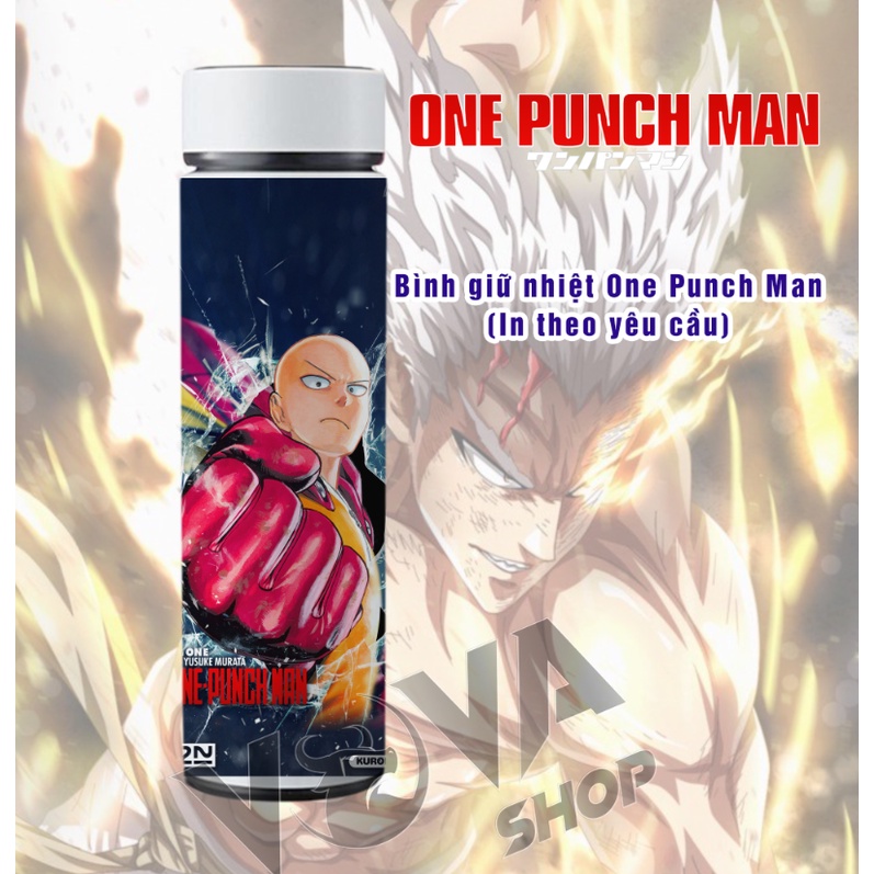 Bình nước giữ nhiệt One Punch man (Anime) có đèn LED hiển thị nhiệt độ Đa dạng mẫu lõi inox, có thể in theo yêu cầu