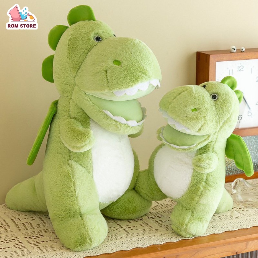 Gấu bông khủng long xanh có cánh full size, siêu dễ thương, hàng nhập khẩu cao cấp, vải lông mịn siêu mềm Rơm Store