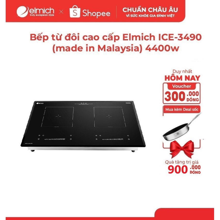 Bếp từ đôi cao cấp Elmich ICE-3490 (made in Malaysia) 4400w