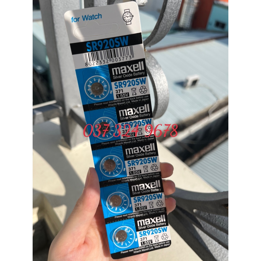 GIÁ RẺ Vỉ 5 viên pin Maxell Nhật 371 SR920SW SR920 920 AG6 1,55V