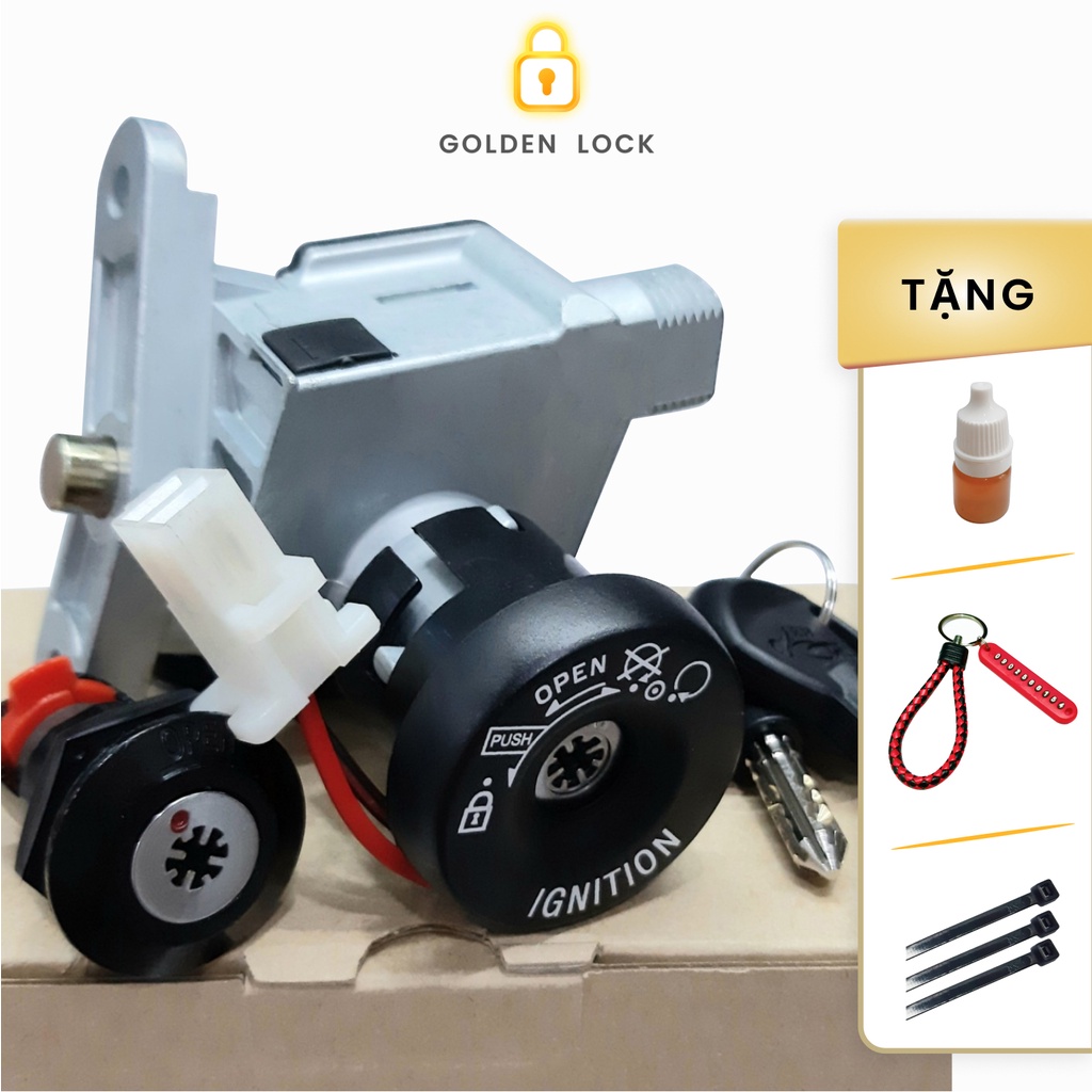 Bộ Ổ Khoá Xe SH 150 Ý/ Dylan/ PS Chìa 8 cạnh chống trộm hàng Đài Loan(có khóa yên)