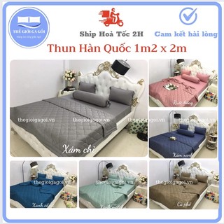 Bộ ga giường 1m2 x 2m Thun lạnh Hàn Quốc trơn 1 màu 4 món mát lạnh cao cấp
