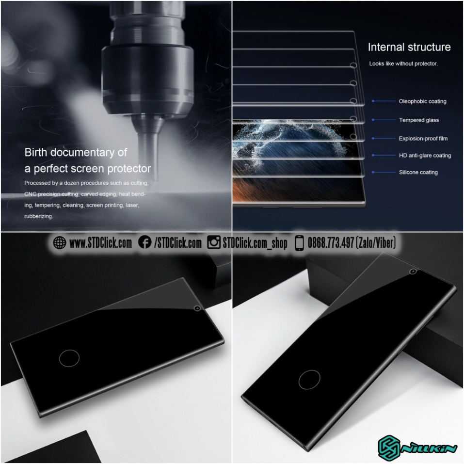 KÍNH CƯỜNG LỰC SAMSUNG GALAXY S23 ULTRA 5G - S22 ULTRA 5G NILLKIN 3D CP+MAX CHÍNH HÃNG