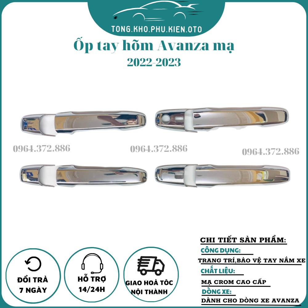 Ốp tay nắm, hõm cửa Xe Toyota Avanza 2022 2023 Mạ Crom cao cấp