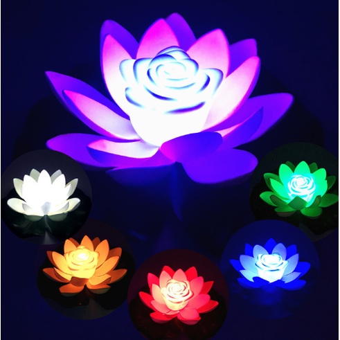 Đèn Lồng Thả Trôi Đèn Hoa Đăng Hình Sen Nhiều cánh LED 3D 18cm Có Pin ( thả dưới nước,cầu nguyện...)