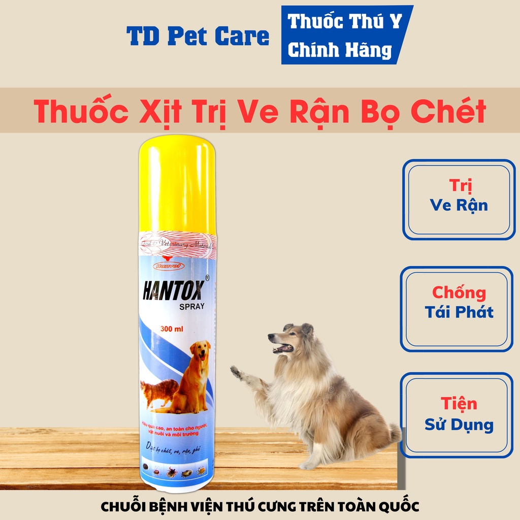 Lọ Xịt Ve Chó Rận Mèo Bọ Chét Dành Cho Chó Mèo Hantox Spray - Chai Xịt0 Bọ Chó  Dành Cho Thú Cưng