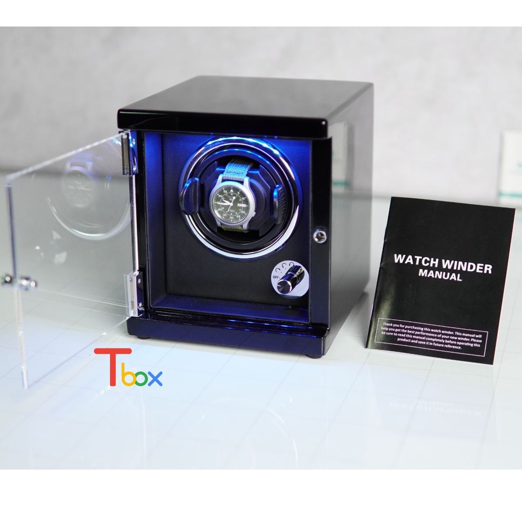 Máy lên cót cho 1 chiếc đồng hồ cơ tự động - Chức năng Đèn Led cùng 5 chế độ xoay.