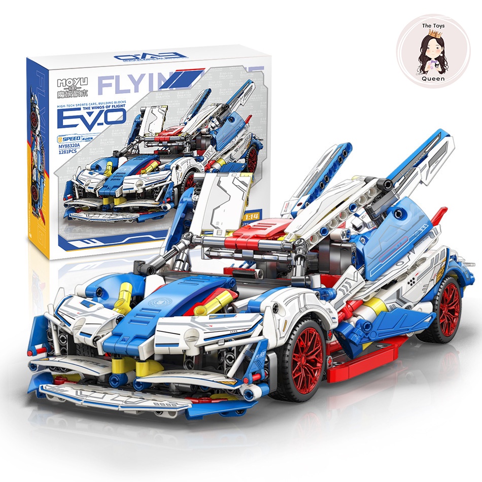 Đồ Chơi Lắp Ráp Kiểu LEGO Technic Mô Hình Siêu Xe Điều Khiển Từ Xa Apollo Project Evo White Blue Tỷ Lệ 1:14 MY88320A