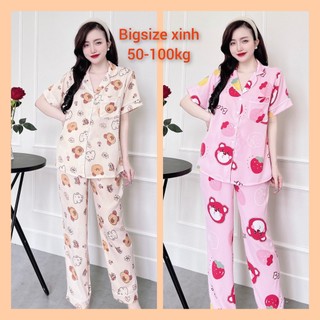 Đồ bộ bigsize 50-110kg đồ bộ mặc nhà cho nữ chất lụa, Mango mềm mịn cao cấp