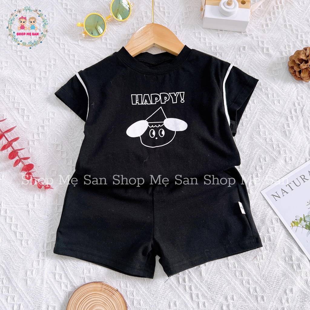 Bộ Cộc Tay Bé Trai, Bộ Hè Bé Trai  Hàng Xuất Cao Cấp Với Phong Cách Thể Thao Hoạ Tiết Chó Happy Đáng Yêu