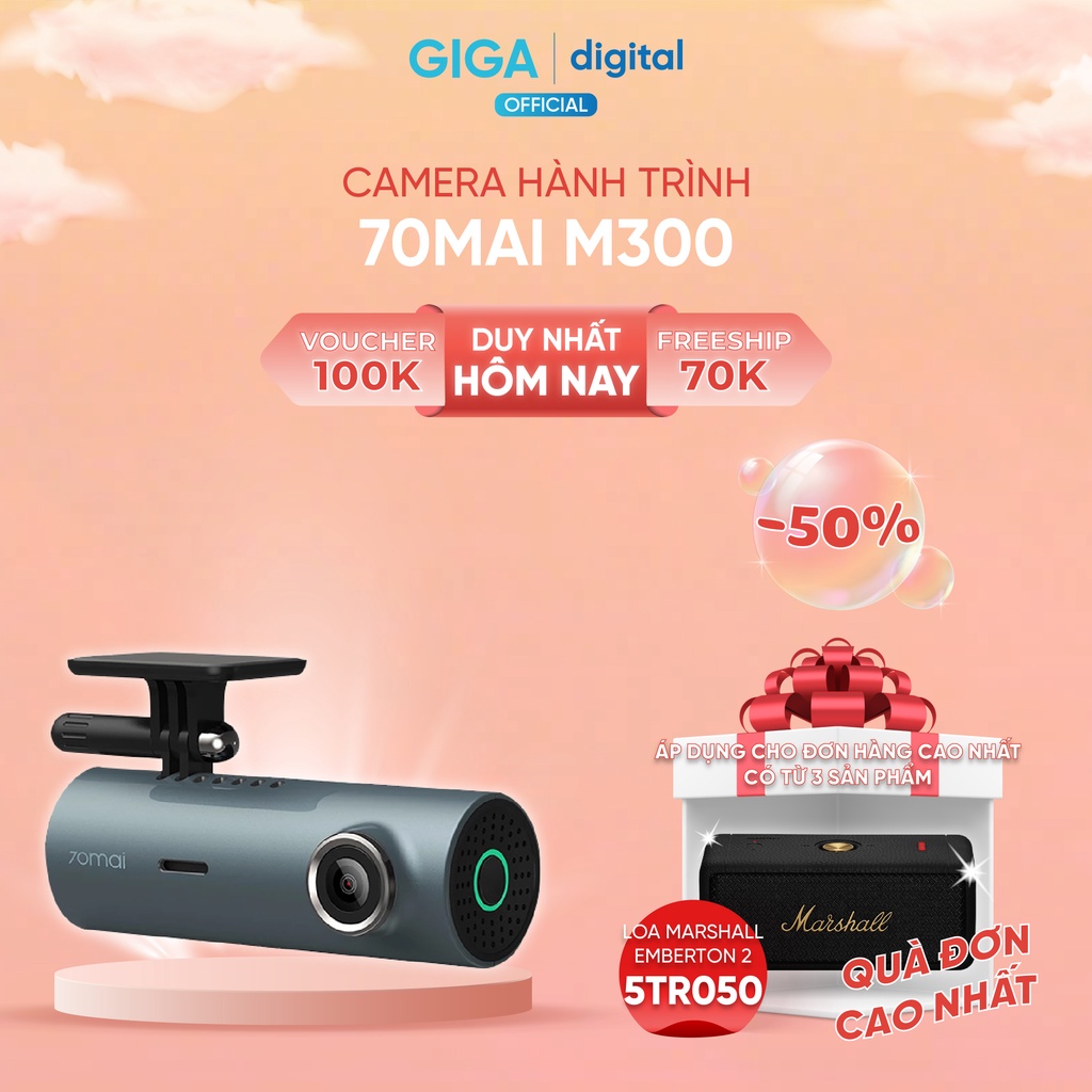 Camera Hành Trình Xiaomi 70mai Dash Cam M300 - Độ Phân Giải 2K Kết Hợp Tính Năng Giám Sát Đỗ Xe 24H