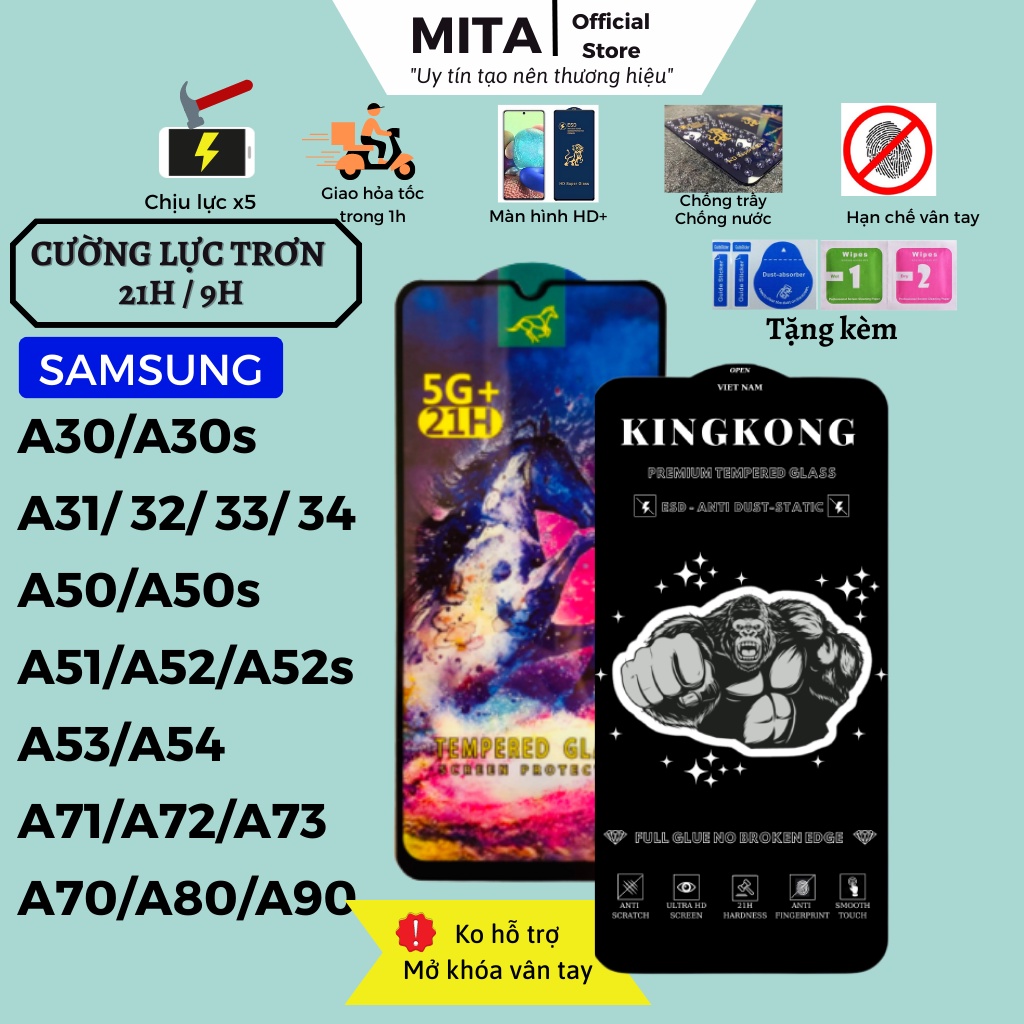 Kính cường lực KINGKONG Samsung A54 A34 A30s A31 A32 A34 A50 A50s A51 A52 A52s A53 A71 A72 A73 A70 A80 A90