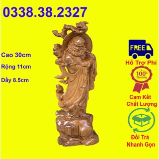 Tượng đạt ma sư tổ quá hải cao 30cm được làm từ gỗ bách xanh nguyên khối