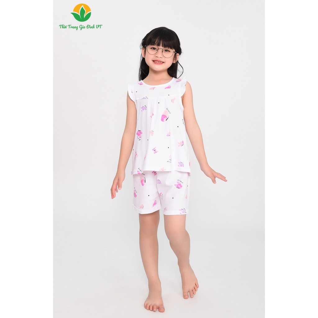 Bộ mặc nhà bé gái Việt Thắng, quần đùi, áo sát nách, chất thun - B63.2301