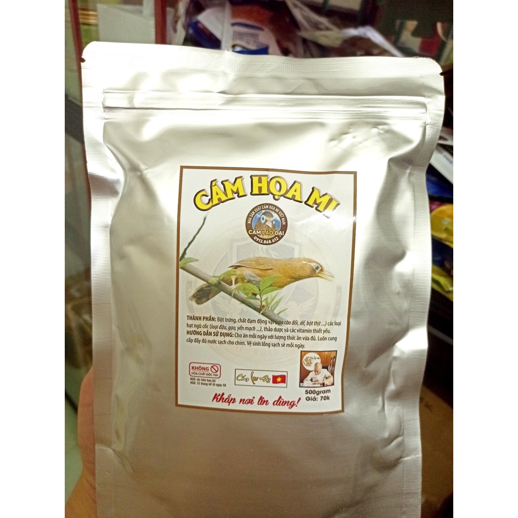 Cám Hoạ Mi Mộc Lão Đại goi 500g chăm quanh năm lửa bền phân khuôn không mùi hôi