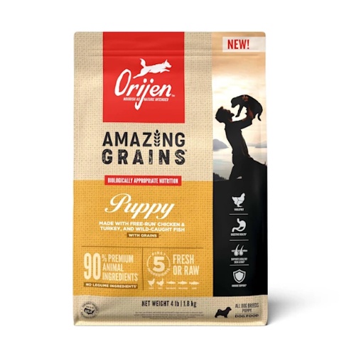 ORIJEN Amazing Grains Thức Ăn dạng hạt nhiều chất đạm cho Chó Con - Ngũ Cốc (4lbs/2kg)