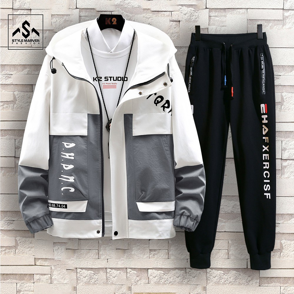 Bộ quần áo thu đông STYLE MARVEN áo khoác khóa kéo TQR phối jogger nỉ thể thao - SET NAM 90000133