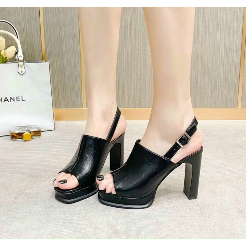 Giày cao gót da nữ đế vuông 7p- Hàng QC fullbox- kèm video thật