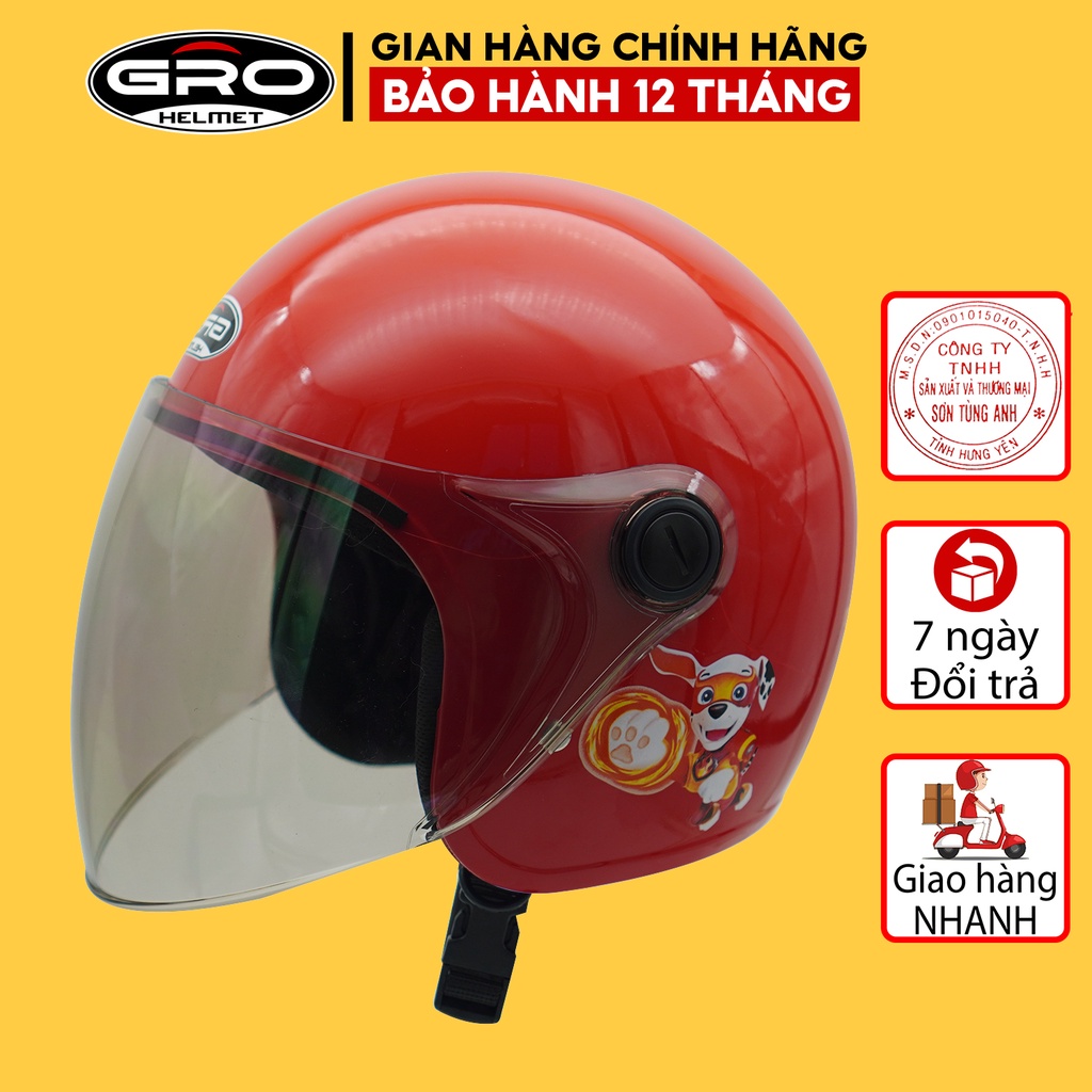 Mũ bảo hiểm cho bé trai và bé gái Gro Helmet, tem họa tiết đáng yêu - Nhiều màu